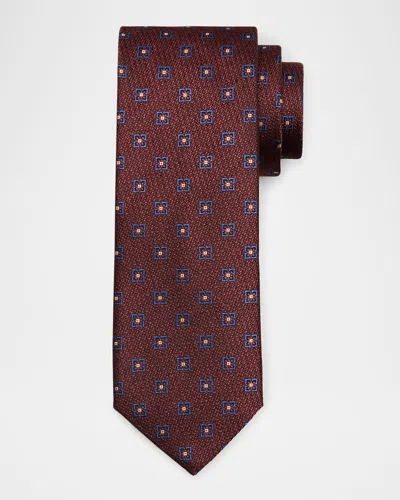 CANALI MEN'S FLORAL GEOMETRIC SILK JACQUARD TIE