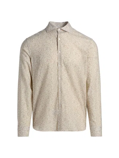 Canali Men's Floral Linen-cotton Sport Shirt In Neutral