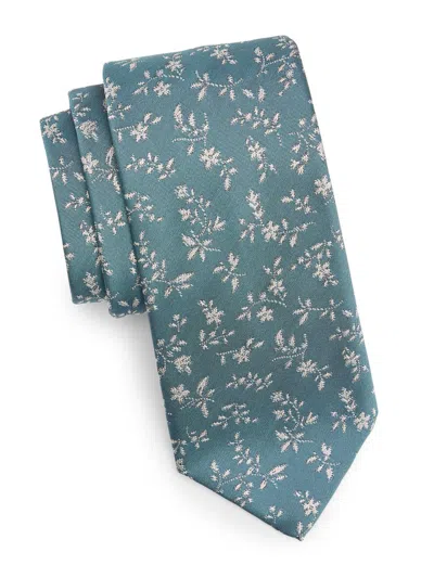 Canali Men's Floral Woven Silk Tie In Green