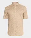 Canali Men's Foliage-print Cotton Short-sleeve Shirt In Neutral