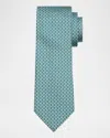 Canali Silk Classic Geometric Tie In Green