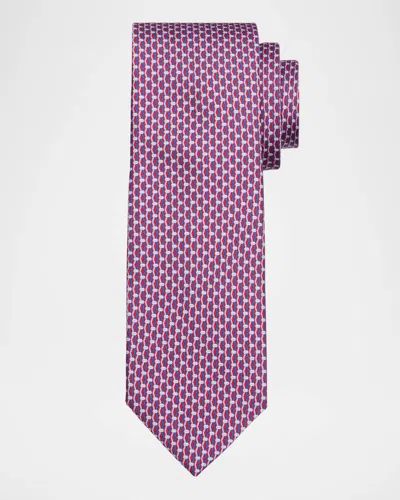 CANALI MEN'S GEOMETRIC CHAINLINK SILK TIE