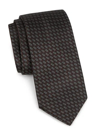 Canali Men's Geometric Silk Tie In Brown
