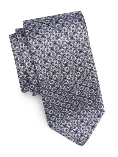 Canali Men's Geometric Woven Silk Tie In Blue