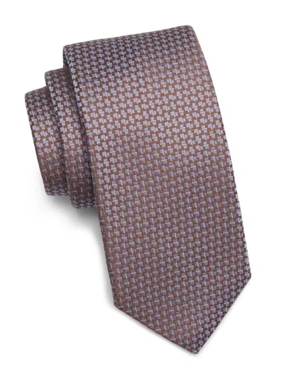 Canali Men's Geometric Woven Silk Tie In Brown
