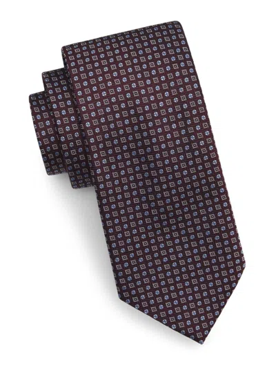 Canali Men's Geometric Woven Silk Tie In Brown