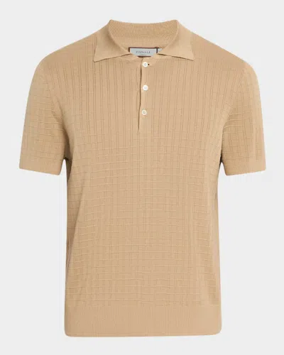 Canali Men's Grid Jacquard Knit Polo In Lt Brown