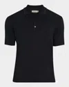 Canali Men's Grid Jacquard Polo Sweater In Black