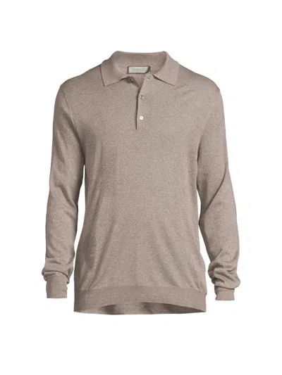 Canali Men's Heathered Merino Wool Modern-fit Polo Shirt In Neutral