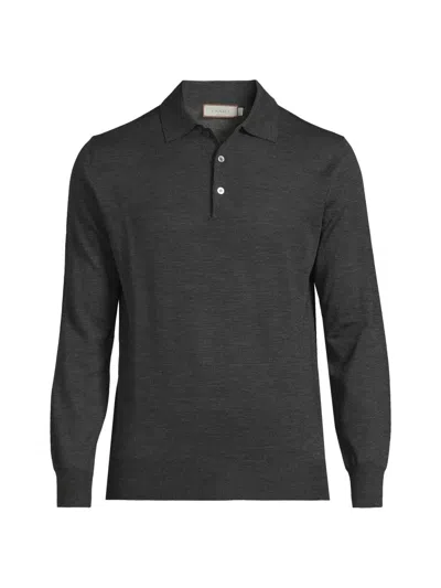 Canali Men's Heathered Merino Wool Modern-fit Polo Shirt In Gray