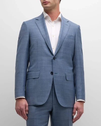 Canali Men's Heathered Wool Suit In Light Blue