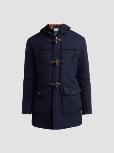 Canali Men's Hooded Wool-cashmere Duffle Coat In Blue