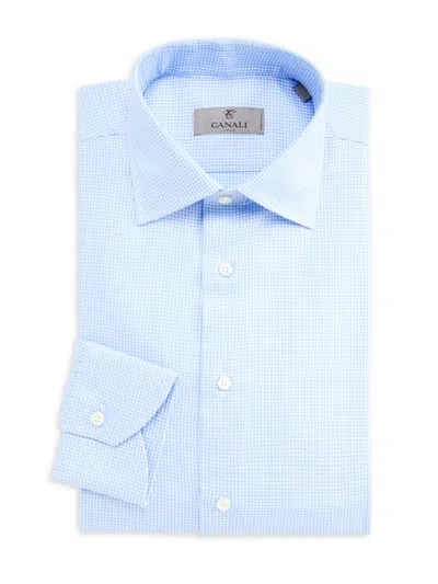 Canali Men's Houndstooth Dress Shirt In Blue
