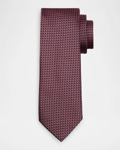 Canali Men's Houndstooth Silk Jacquard Tie In Pink