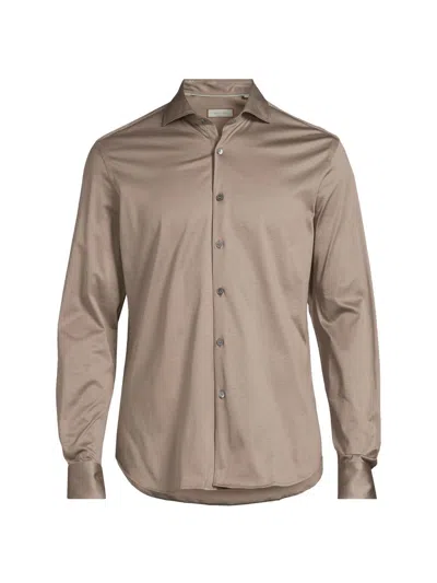 Canali Men's Jersey Sport Shirt In Brown