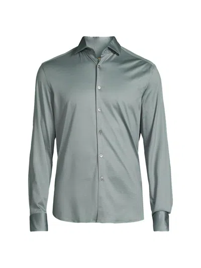 Canali Men's Jersey Sport Shirt In Green