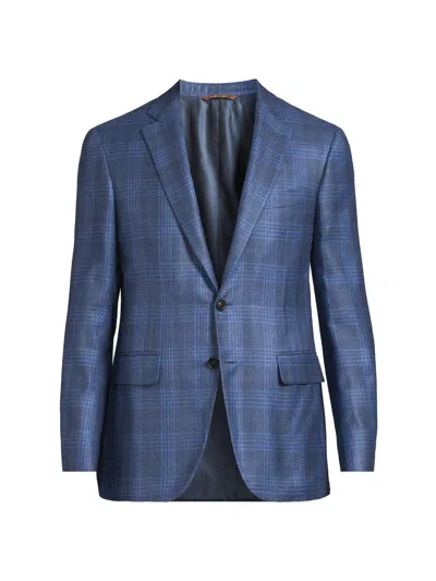 Canali Men's Kei Silk-cashmere Trim-fit Solid Sport Coat In Blue