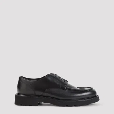 Canali Leather Derby Shoes In Black