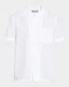 Canali Men's Linen And Cotton Pocket Camp Shirt In White