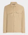 Canali Men's Linen And Silk Button-front Overshirt In Brown