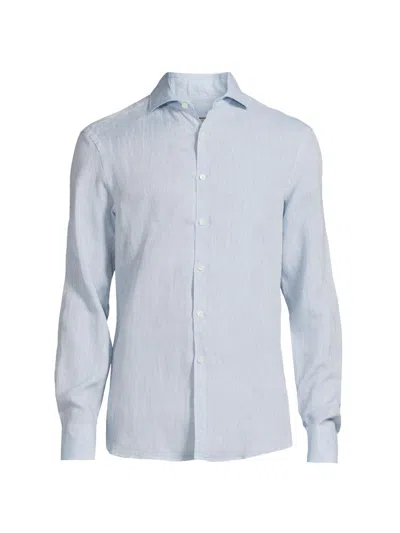 Canali Men's Linen Sport Shirt In Blue