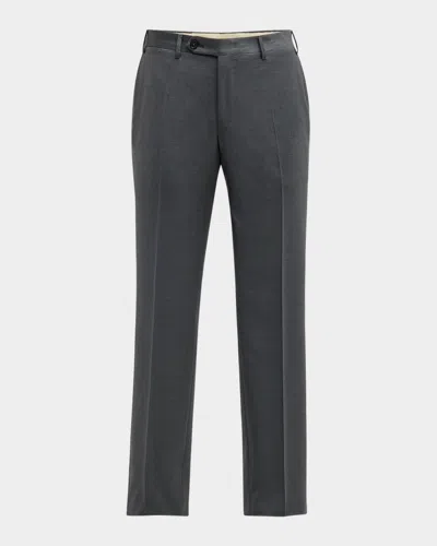 Canali Men's Melange Flat-front Trousers In Gray