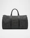 Canali Men's Melange Leather-trim Duffel Bag In Grey