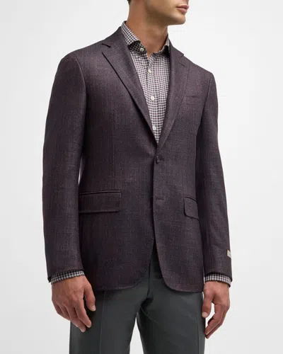 Canali Men's Melange Wool-blend Blazer In Purple