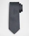 Canali Men's Micro-box Silk Jacquard Tie In Gray