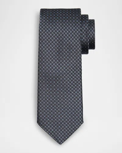 Canali Men's Micro-box Silk Jacquard Tie In Gray