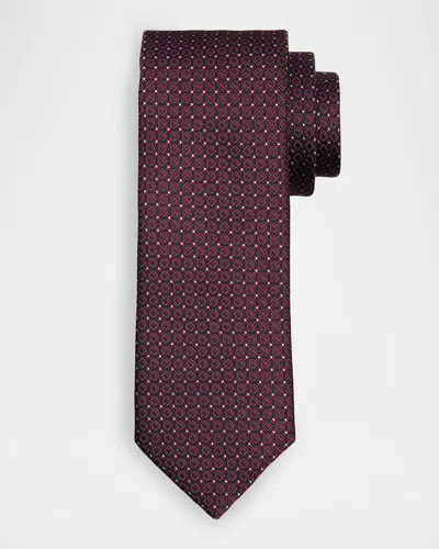 Canali Men's Micro-box Silk Jacquard Tie In Red