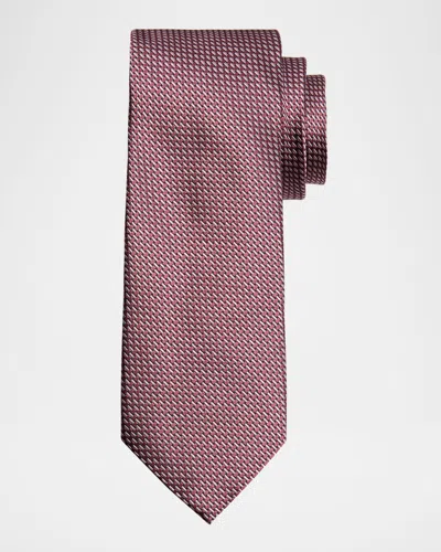 Canali Silk Classic Grid Tie In Pink