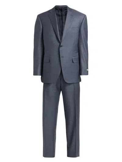 Canali Men's Micro Houndstooth Classic-fit Wool Suit In Blue