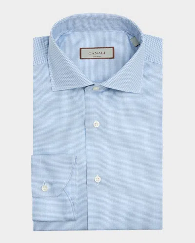 Canali Men's Micro-houndstooth Cotton Dress Shirt In Animal Print