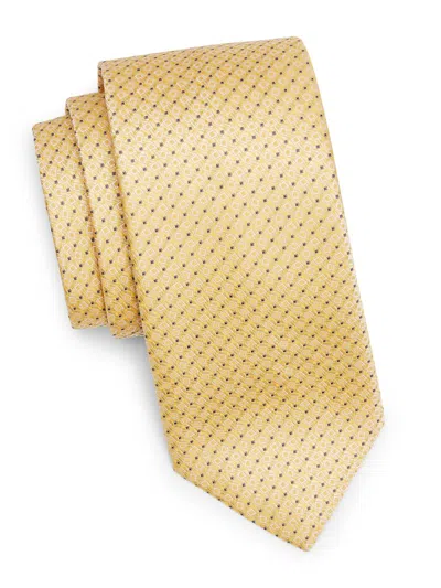 Canali Men's Micro Quadratti Woven Silk Tie In Gold