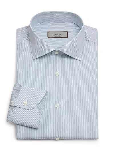 Canali Men's Micro Stripe Cotton Dress Shirt In Blue