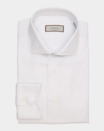 Canali Men's Micro-structure Dress Shirt In Blue