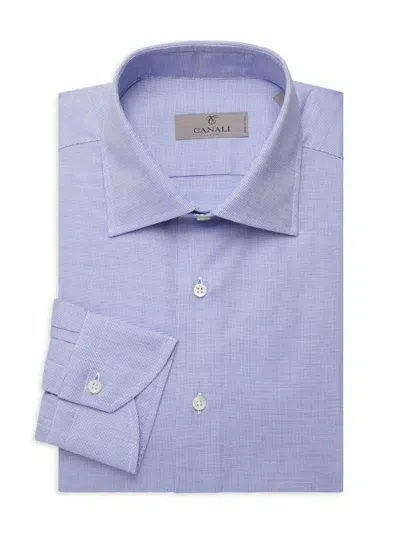 Canali Men's Microcheck Modern Fit Dress Shirt In Blue