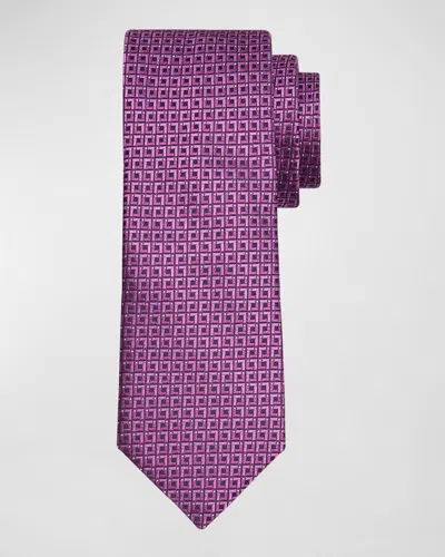 Canali Men's Microfantasy Silk Geometric Tie In Purple
