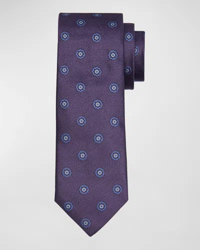 Canali Men's Microfantasy Silk Medallion Tie In Purple