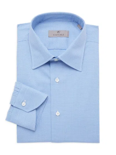 Canali Men's Modern Fit Houndstooth Dress Shirt In Blue