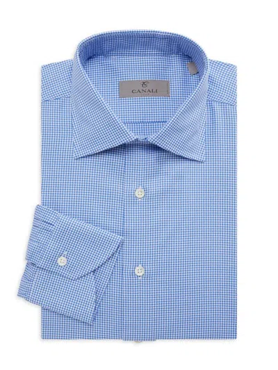 Canali Men's Modern Fit Houndstooth Sport Shirt In Blue