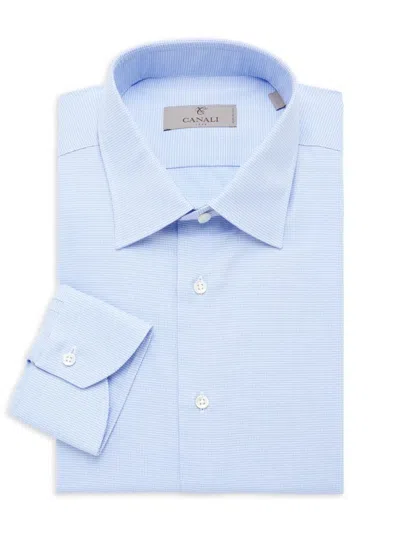Canali Men's Modern Fit Micro Checked Dress Shirt In Light Blue