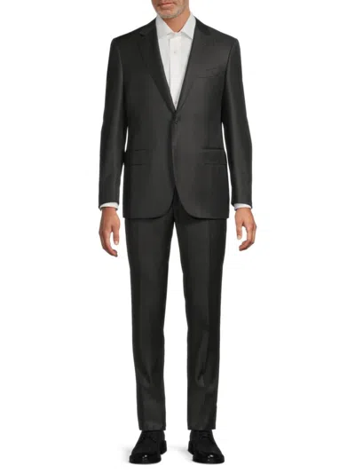 Canali Men's Modern-fit Solid Wool Two-button Suit In Black
