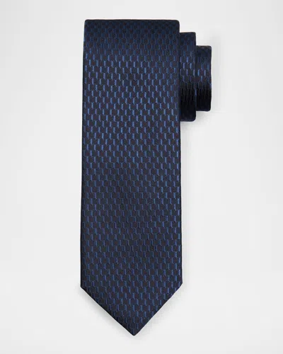 Canali Men's Multi-geometric Jacquard Silk Tie In Blue
