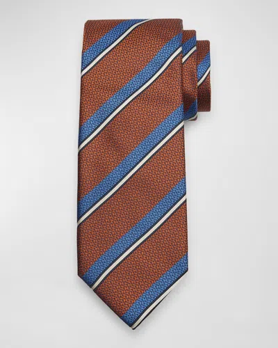 Canali Men's Multi-stripe Silk Tie In Brown