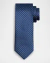 Canali Men's Neat Micro-geometric Silk Jacquard Tie In Blue