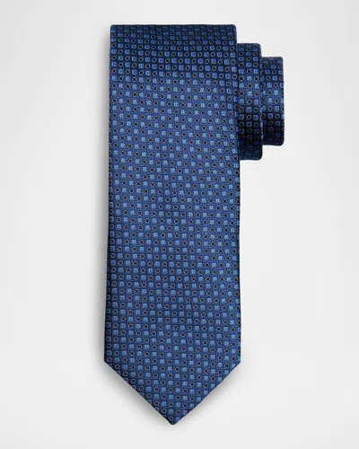 Canali Men's Neat Micro-geometric Silk Jacquard Tie In Blue