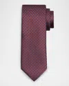 Canali Men's Neat Micro-geometric Silk Jacquard Tie In Red