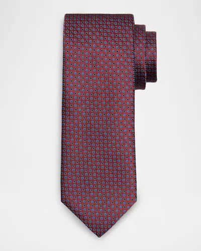 Canali Men's Neat Micro-geometric Silk Jacquard Tie In Red